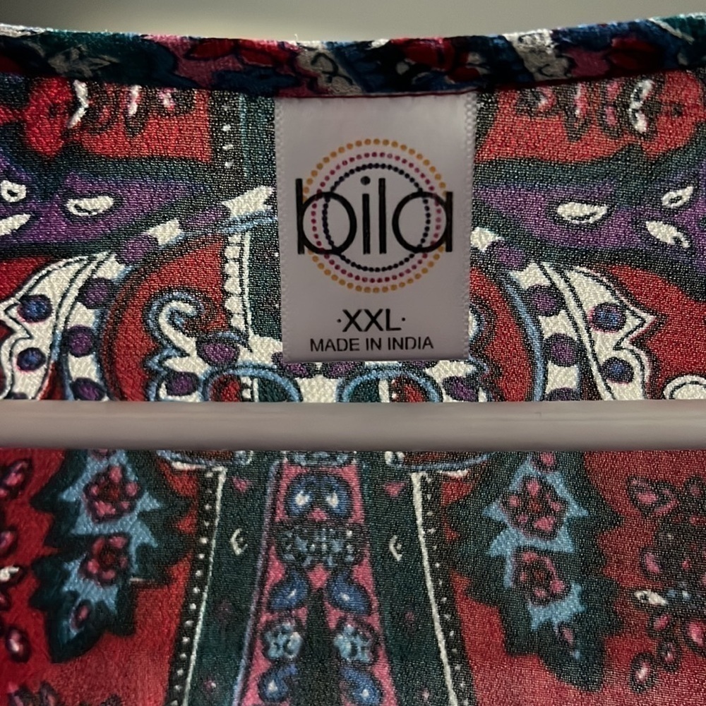 BILA WOMENS XXL PEASANT BOHO BLOUSE MULTI
COLOR SHEAR TOP - Picture 7 of 8